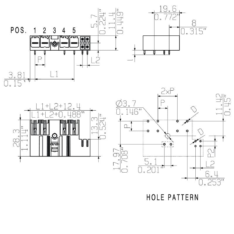 1156880000 - 7.62mm THT PCB Connector with Male Headers & Flange  (Pack of 36)