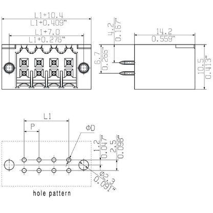 2559350000 - 3.50mm Flange PCB Connector, 44 Pins at 180° Angle  (Pack of 18)