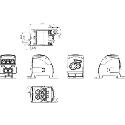 2518540000 - 35 mm² Blue Terminal, 7 Connections, Rated 214 A