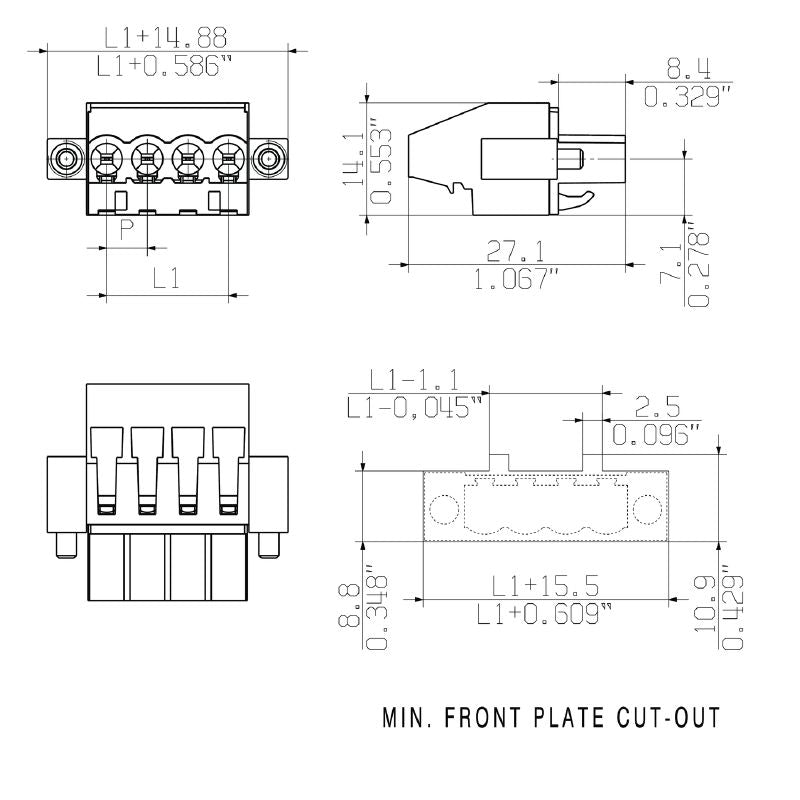 1950510000 - 5.08mm Female PCB Connector with 22 Poles and Clamping Yoke  (Pack of 12)