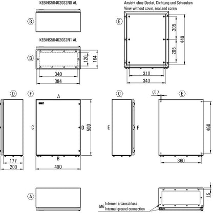 8000090355 - Klippon EBi HS 500mm Stainless Steel Enclosure with Hinged Screws