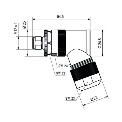2812430000 - M12 Field-Installable Connector, IP67, 8-13mm Cable Support