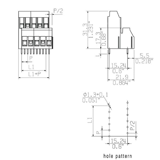 2724950000 - 5.08mm 6-Pole Black PCB Terminal with 90° Connection  (Pack of 50)