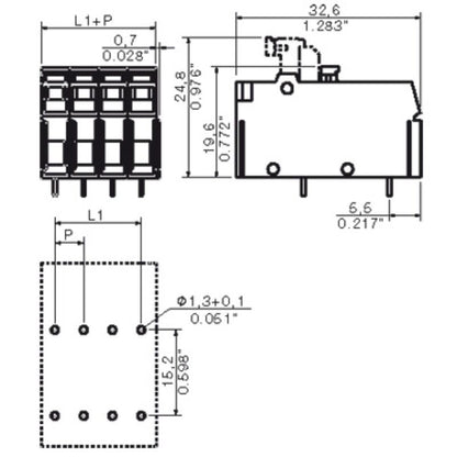 1250510000 - RoHS Compliant Green Circuit Board Terminal, One Pole  (Pack of 100)