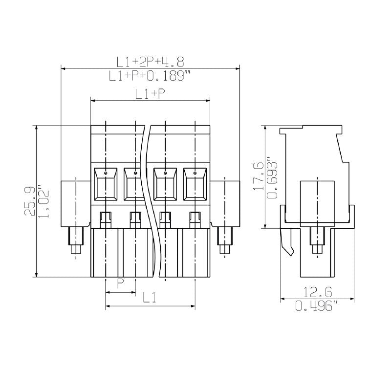 2645140000 - 5mm Pitch 21-Pole Field Connector, 100mm Length  (Pack of 18)