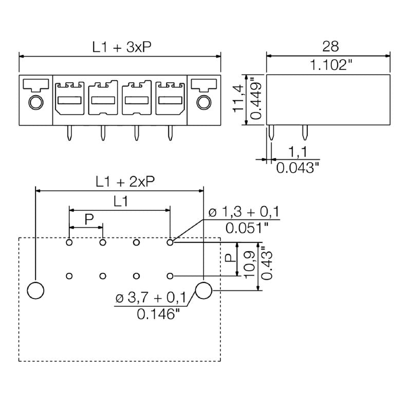 1928520000 - 7.62mm Female PCB Connector, 4 Pole, Black Finish  (Pack of 100)