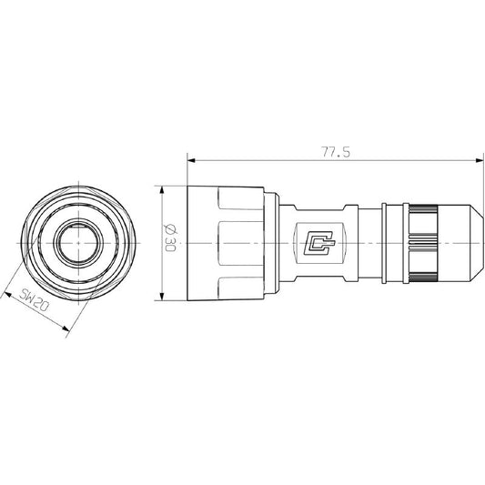 1012440000 - Durable IP67 Plug Housing for RJ45/Fibre-Optic Inserts  (Pack of 10)