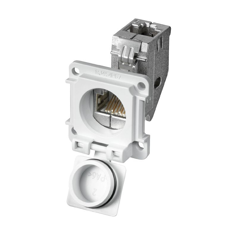 8829440000 - IP67 Cat.6 Flange with Captive Lid, 90° Mounting