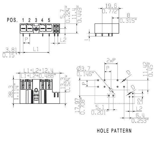 1157000000 - 7.62mm 5-Pole PCB Connector with Screw Flange  (Pack of 30)