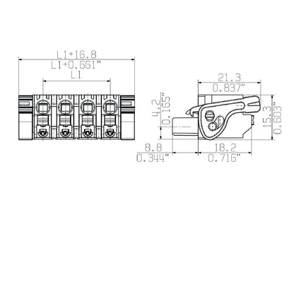 1043990000 - 7.62mm PCB Female Plug Connector with 180° Push-In Design  (Pack of 72)
