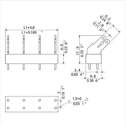 9512100000 - 3-Pole 10mm Terminal PCB, 135° Angle, Orange, RoHS Compliant  (Pack of 100)