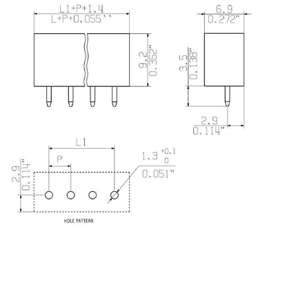 2643700000 - 3.81mm PCB Connector with 11 Poles and 180° Elbow  (Pack of 258)