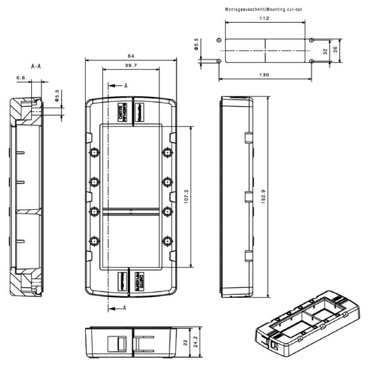 2891540000 - Black 70mm Cable Entry Frame, IP66 Rated Polyamide