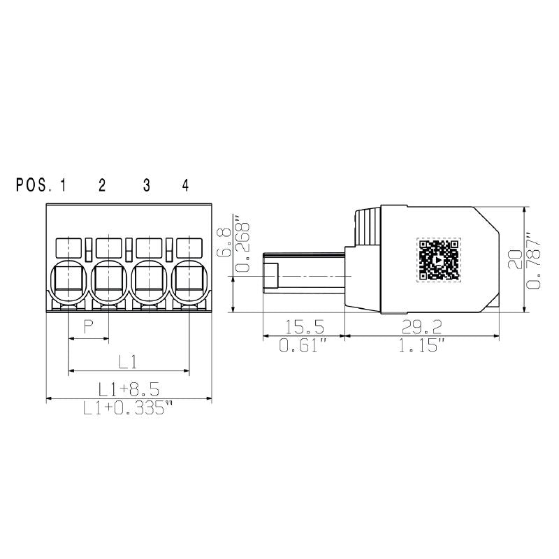 1060430000 - 7.62mm Female Connector, 6 Poles, 180° Angle  (Pack of 30)