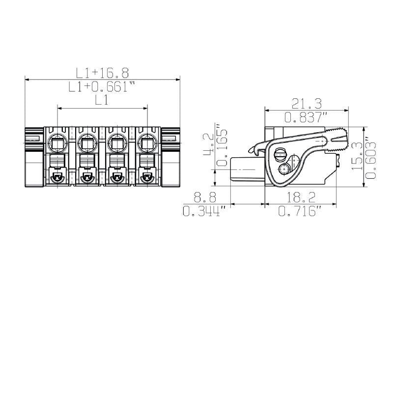 1376550000 - 7.62mm 6-Pole Female PCB Connector with PUSH IN Method  (Pack of 30)