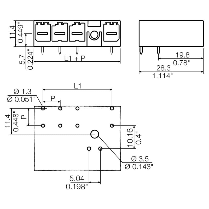 2499880000 - 7.62mm 5-Pole PCB Connector with 90° Angle and Middle Screw Flange  (Pack of 36)