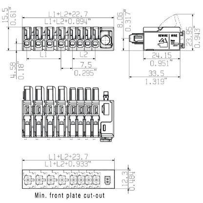 8000085269 - 6-Pole 7.5mm PCB Connector, Max 34.6A, -40°C to 85°C  (Pack of 36)