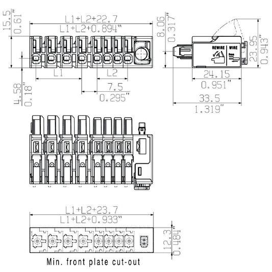 8000085269 - 6-Pole 7.5mm PCB Connector, Max 34.6A, -40°C to 85°C  (Pack of 36)