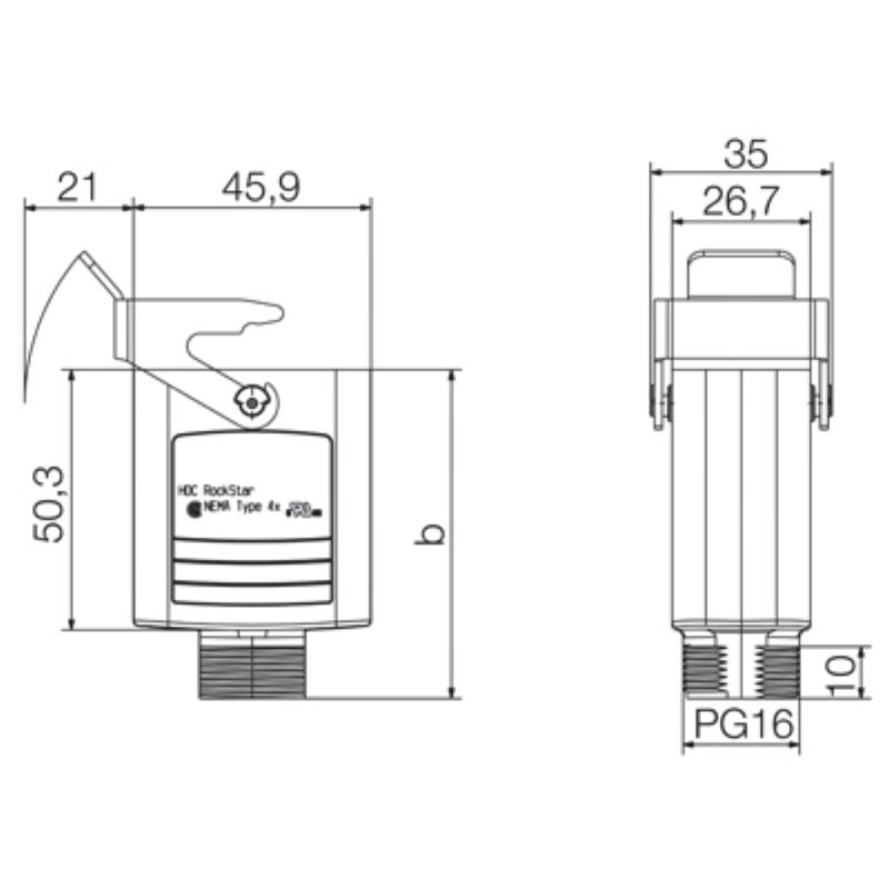 1003120000 - IP65 Rated Coupling Housing with Side-Lock for PG 16 Cable