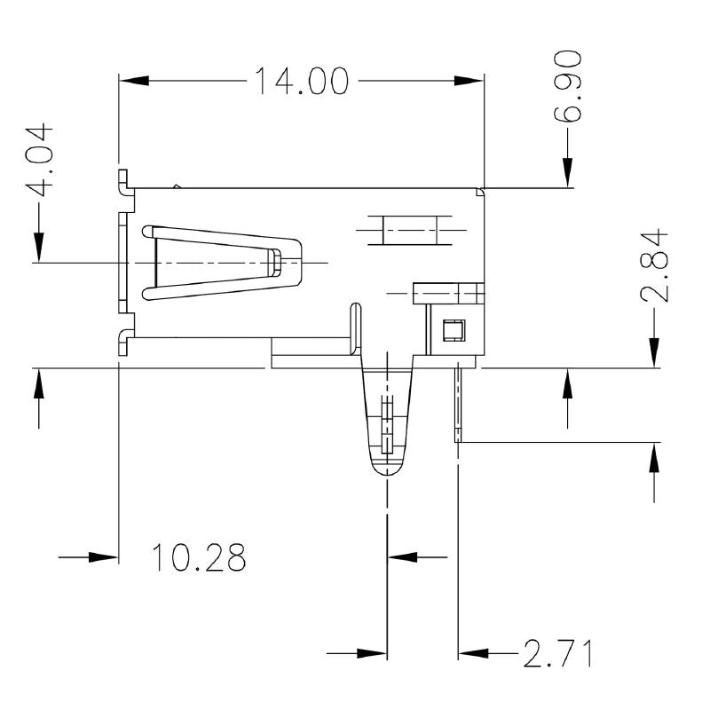 2563710000 - 90° USB 2.0 PCB Connector, 480 Mbps, Durable PBT  (Pack of 100)