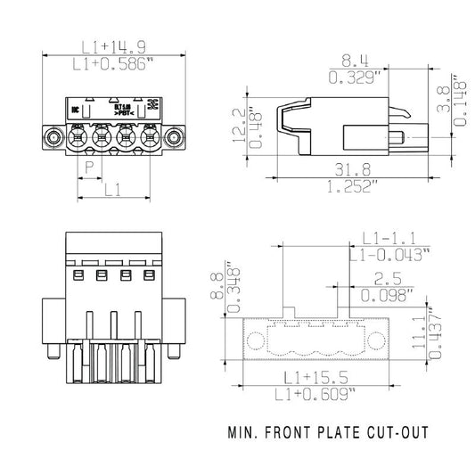2465250000 - 5-Pole Female Connector, 5.08mm Pitch, 180° Top Connection  (Pack of 48)