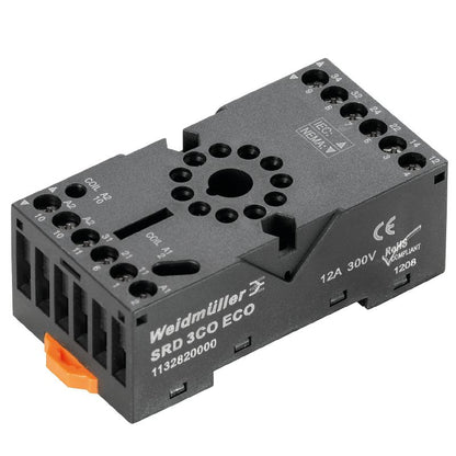 1132820000 - 3-Contact Relay Socket, 12A, RoHS & UL Certified  (Pack of 10)