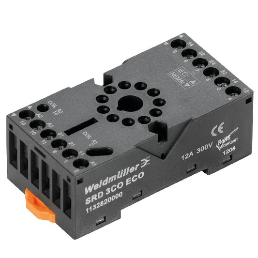 1132820000 - 3-Contact Relay Socket, 12A, RoHS & UL Certified  (Pack of 10)