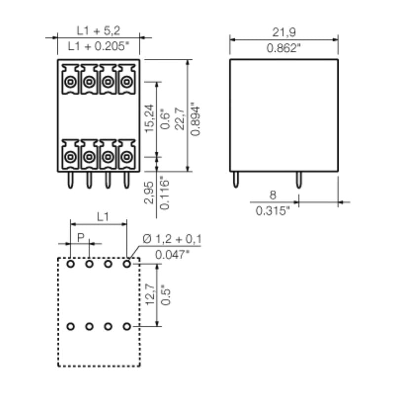1972960000 - 8-Pole 3.81mm THT PCB Connector, Light Green  (Pack of 50)