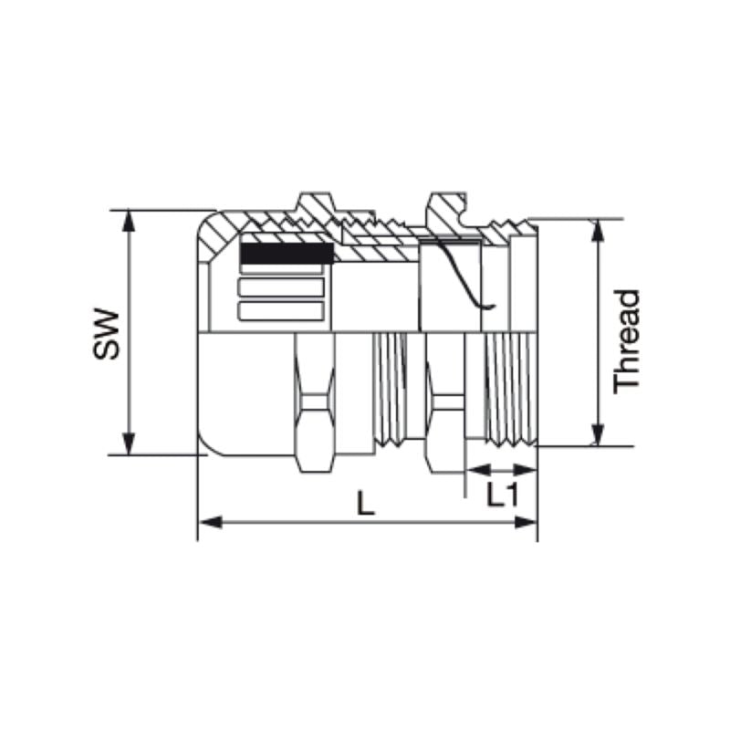 1909550000 - Durable M50 Cable Gland, IP68/IP69K, Nickel-Plated Brass  (Pack of 5)