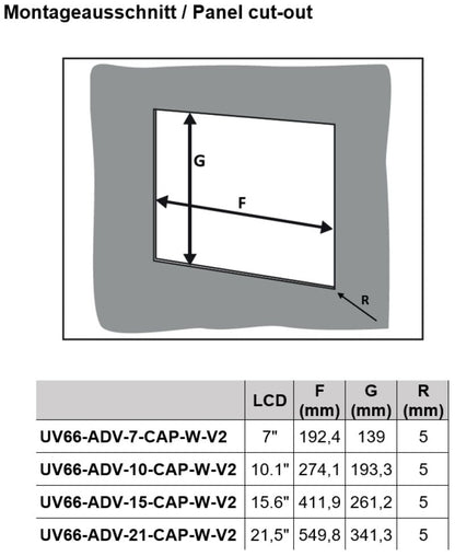 2933040000 - 10.1" IP66 Touch Screen Display, 283.1mm Wide