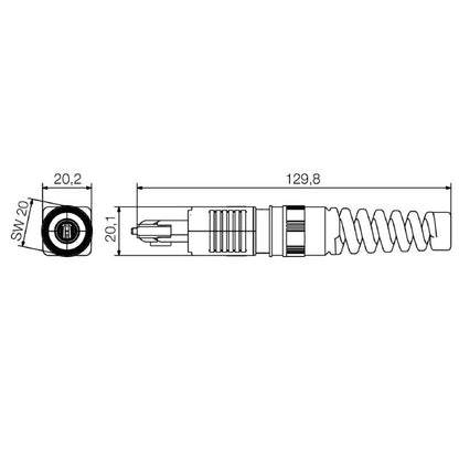 1963410000 - IP67 SC-Duplex Fiber Connector, Kink Prevention, 129.8mm Depth  (Pack of 10)