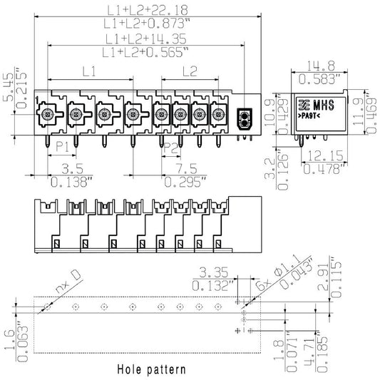 8000085260 - 6-Pole 7.50mm PCB Connector, THT, RoHS Compliance  (Pack of 11)