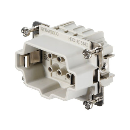 1200400000 - 6-Pole Male Connector, 500V 24A, Crimp Connection, RoHS Certified
