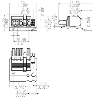 2614040000 - 7.62mm PCB Connector, 4 Poles, 180° Orientation  (Pack of 24)