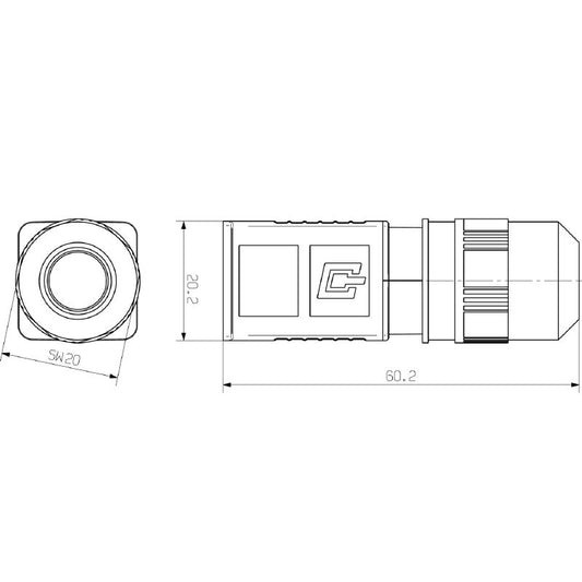1962520000 - Durable IP67 Plug Housing, Rated -40°C to 70°C, IEC 61076-3-106  (Pack of 10)