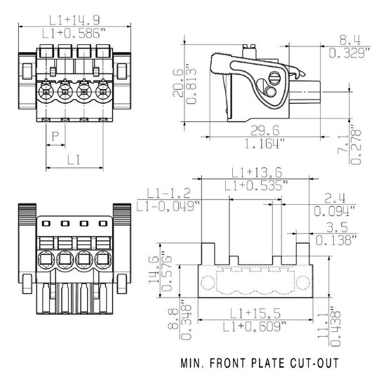 1002350000 - 5.08mm Female PCB Connector, 9 Pole with Push-in Actuator  (Pack of 30)