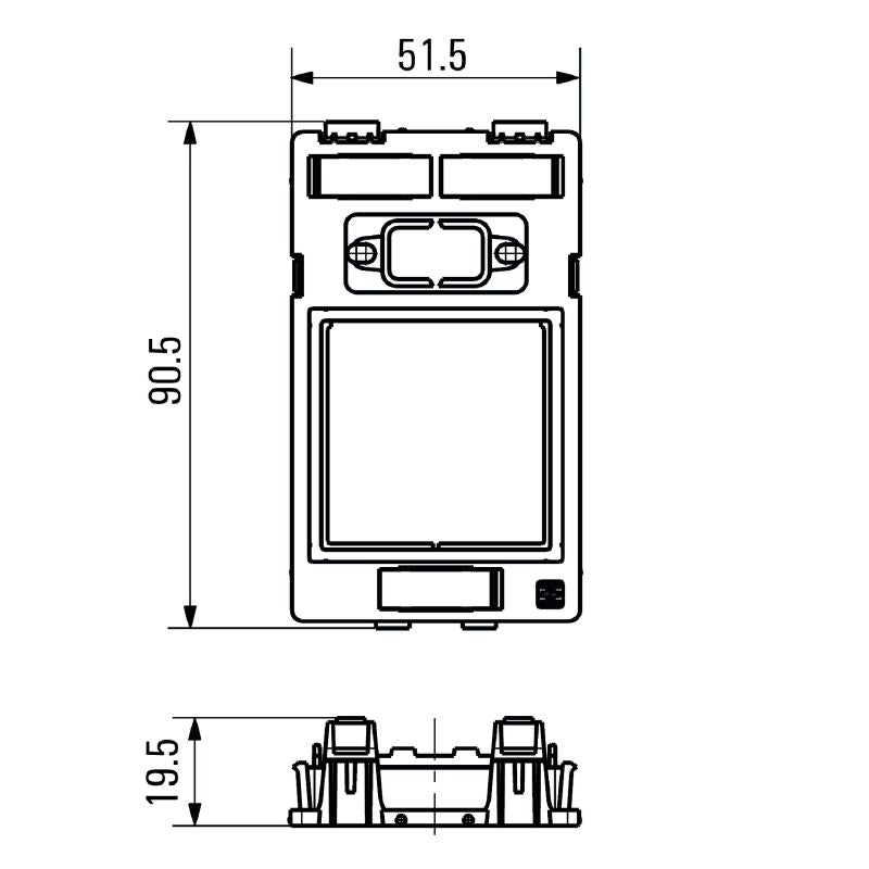 3042060000 - Polycarbonate FrontCom Insert Plate, 19.5mm x 51.5mm x 90.5mm