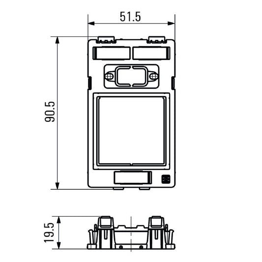 3042060000 - Polycarbonate FrontCom Insert Plate, 19.5mm x 51.5mm x 90.5mm