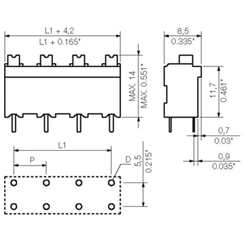 1826270000 - 7.62mm PCB Terminal, 8 Poles, 180° Connection, Black  (Pack of 9)
