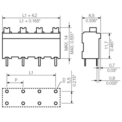 1826270000 - 7.62mm PCB Terminal, 8 Poles, 180° Connection, Black  (Pack of 9)