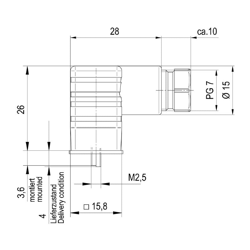 1873220000 - 3-Pole DIN Valve Connector for Field Assembly, 250V