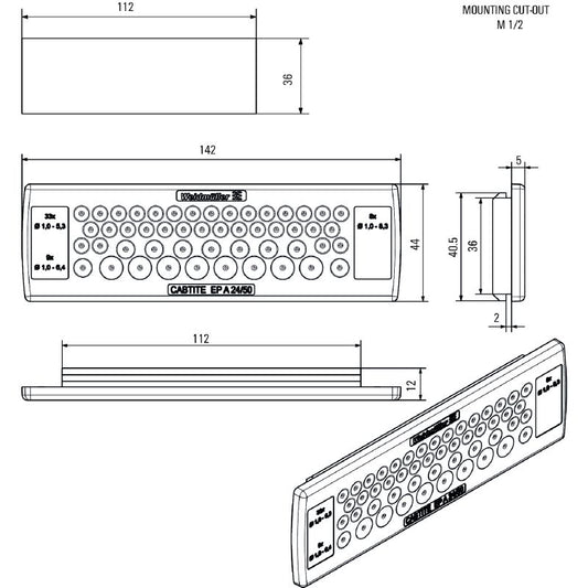 2743620000 - TPE Cable Entry Plate 44mm High, IP54 Rated, Grey  (Pack of 10)