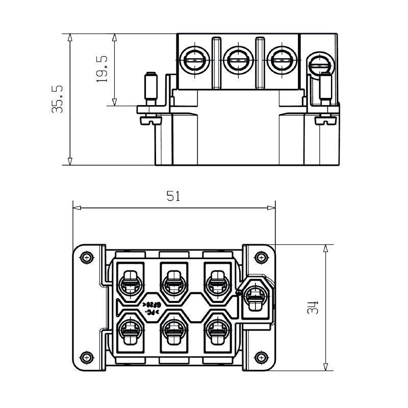 2466810000 - Durable 6-Pole Connector, 500V/40A, RoHS Compliant