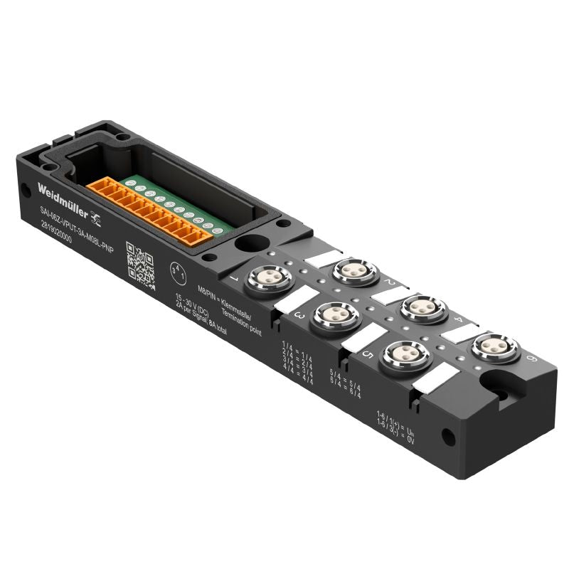 2819020000 - M8 3-Pole LED Passive Distributor, 6-Socket, RoHS & UL Certified