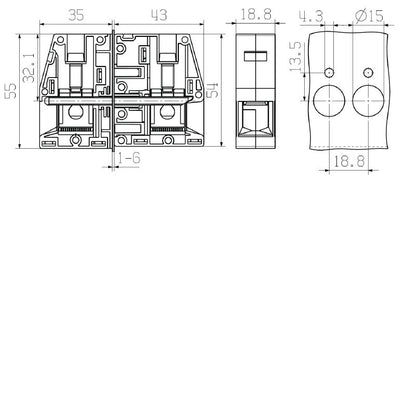 2427660000 - 50 mm² Feed-Through Terminal in Wemid Material  (Pack of 10)