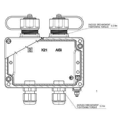 1966330000 - IP67 Rated Junction Box, 2 Ports for Straight Deployment