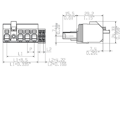 2628860000 - 7.62mm 5-Pole Female PCB Connector with PUSH IN Design  (Pack of 30)