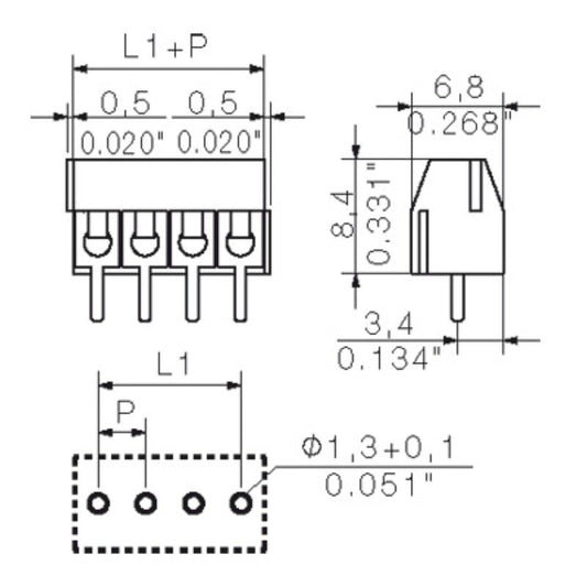 2440220000 - 3.50mm 16-Pole Orange PCB Terminal with 90° Angle  (Pack of 100)
