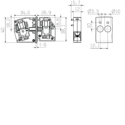 2440580000 - OMNIMATE Power Feed-Through Terminal, 16 mm² Rated, Direct Mount  (Pack of 50)