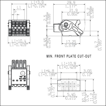 1375720000 - 3.5mm 6-Pole Female Connector with 180° Push-In Design  (Pack of 85)